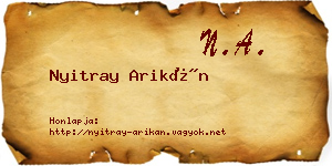 Nyitray Arikán névjegykártya
